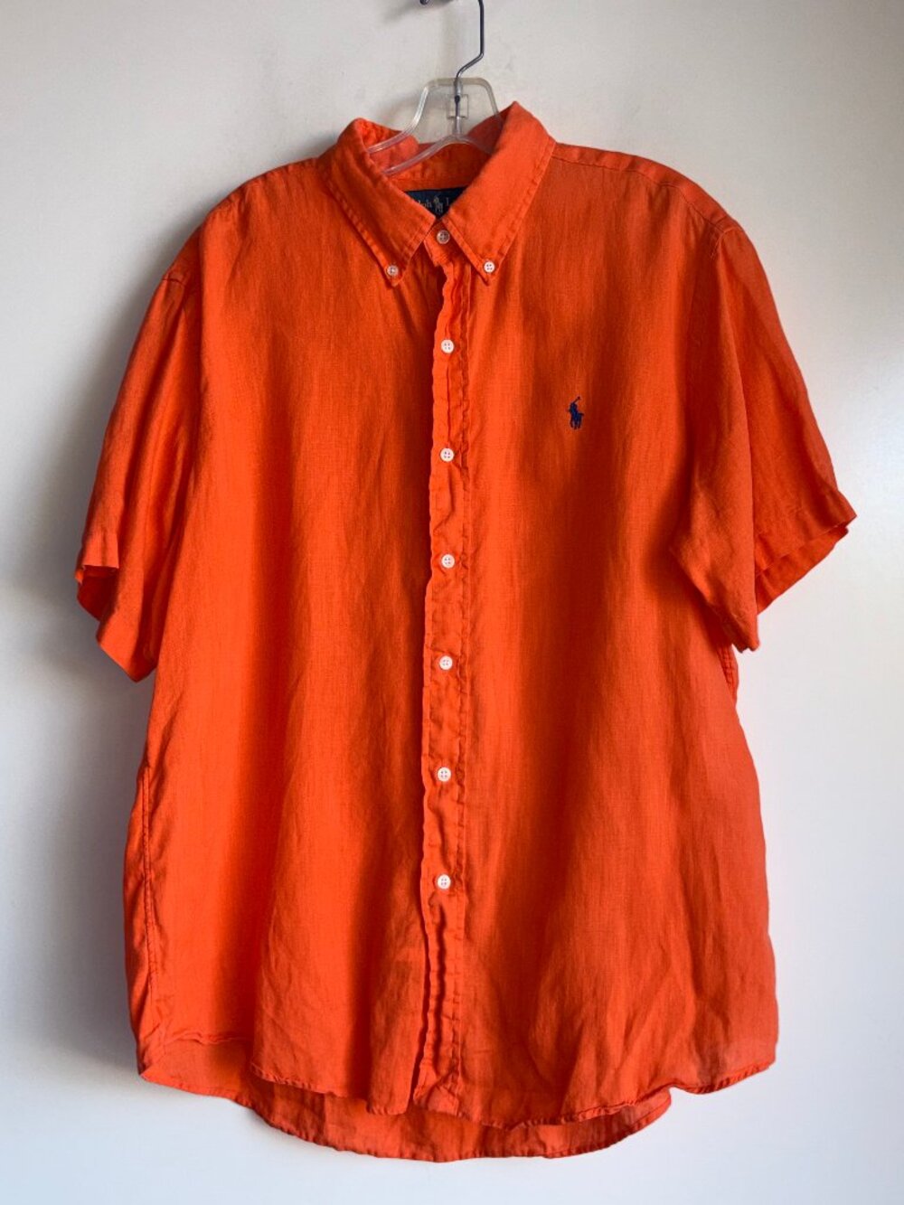 Ralph Lauren Linen Short Sleeve Shirt Men's XL Orange